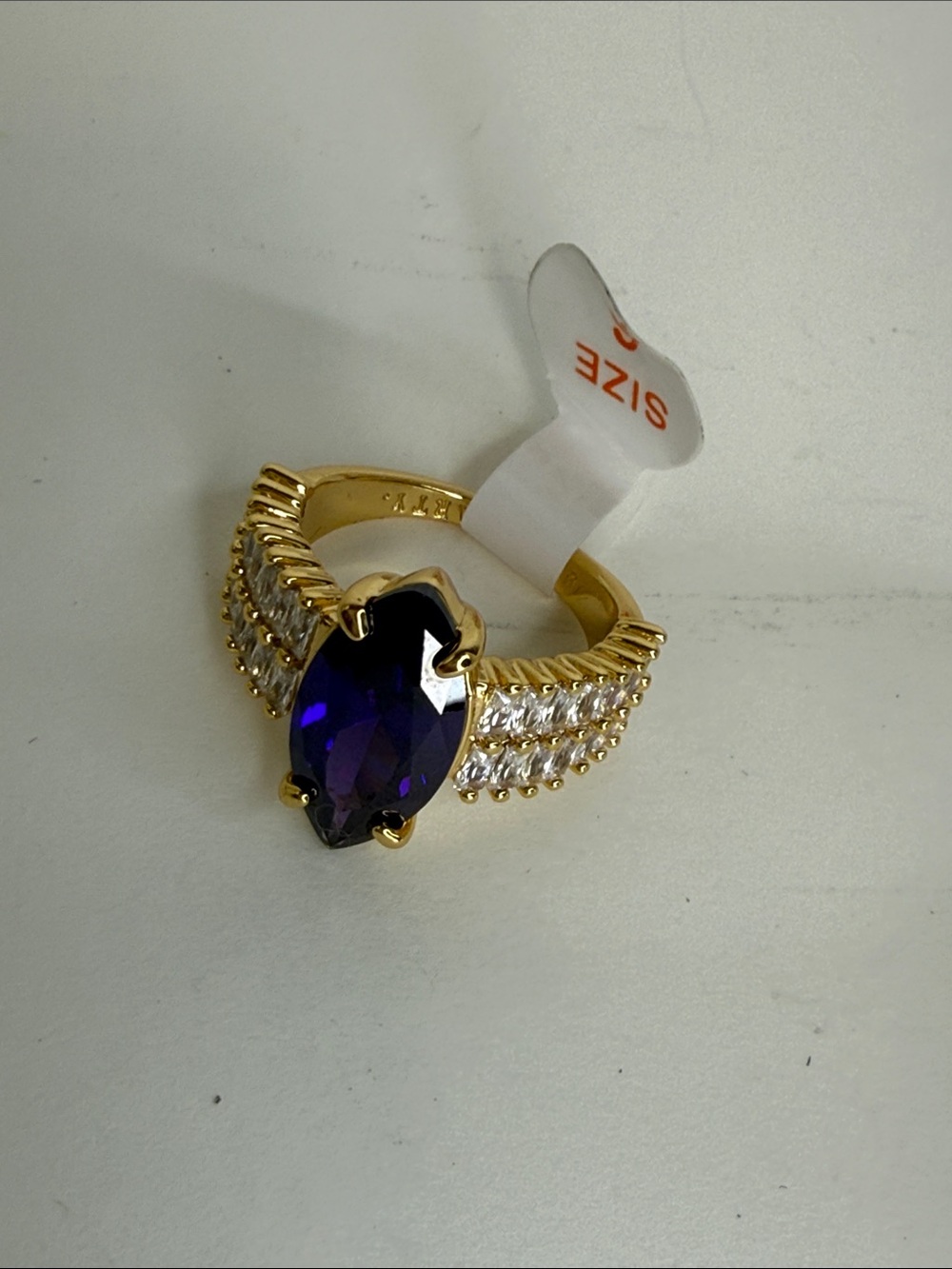 Bomb Party Purple Marquise with CZ on Gold size 6